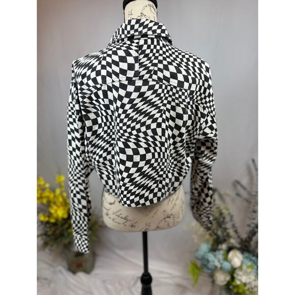 Elodie Cropped Psychedelic Mesmerizing Jacket Black & White M - Picture 9 of 11